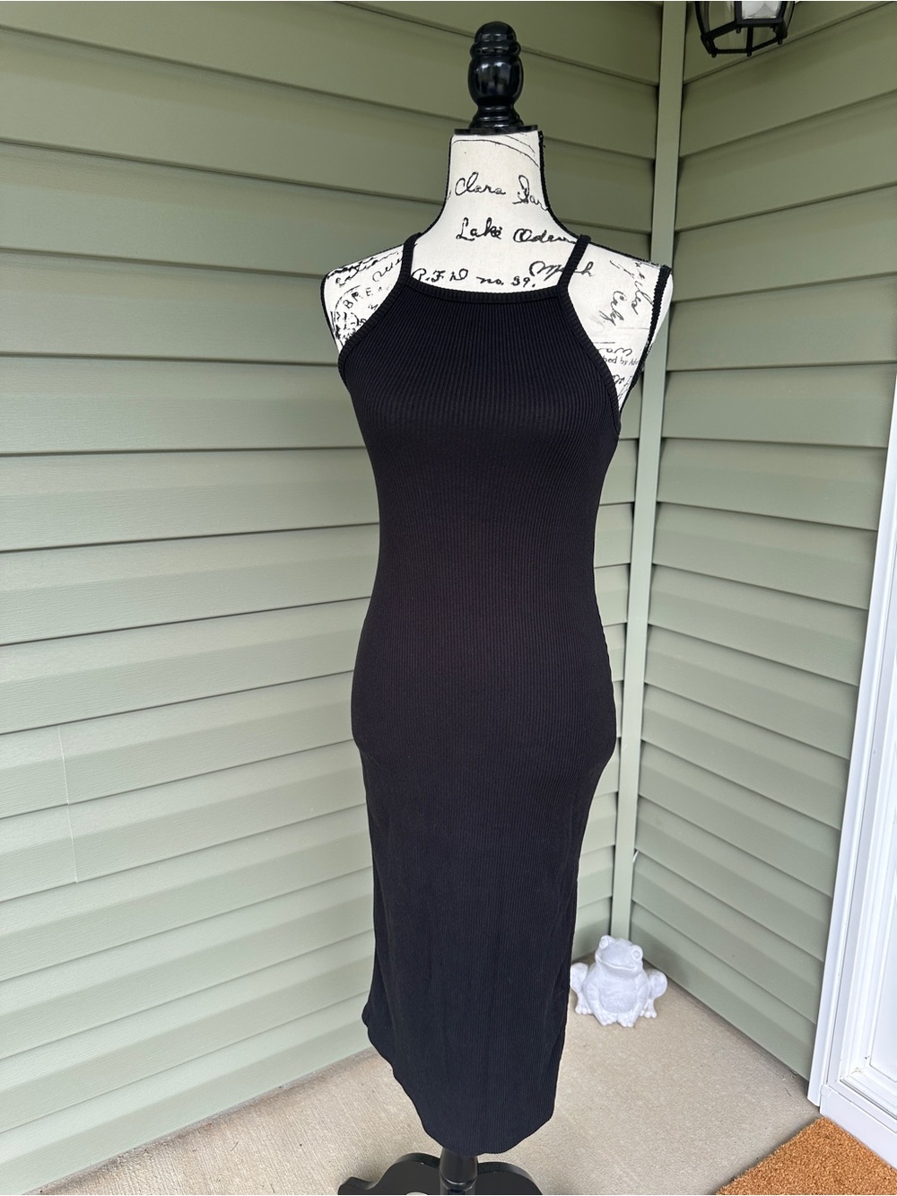 Old Navy Black Ribbed tank top body con Dress size Small stretchy soft